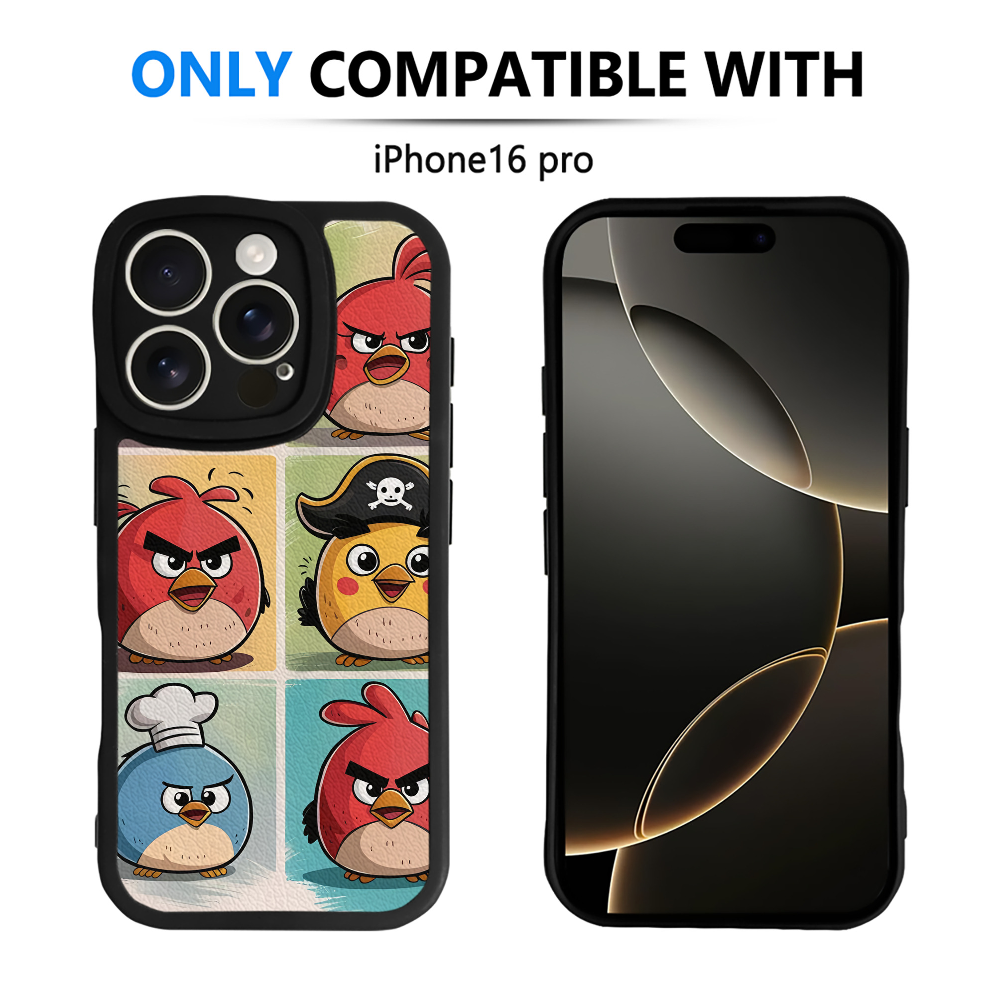 （画像用） Angry Birds アングリーバード 【iPhone 16シリーズ対応】シリコンスマホケース（レザー調） 材質：シリコン